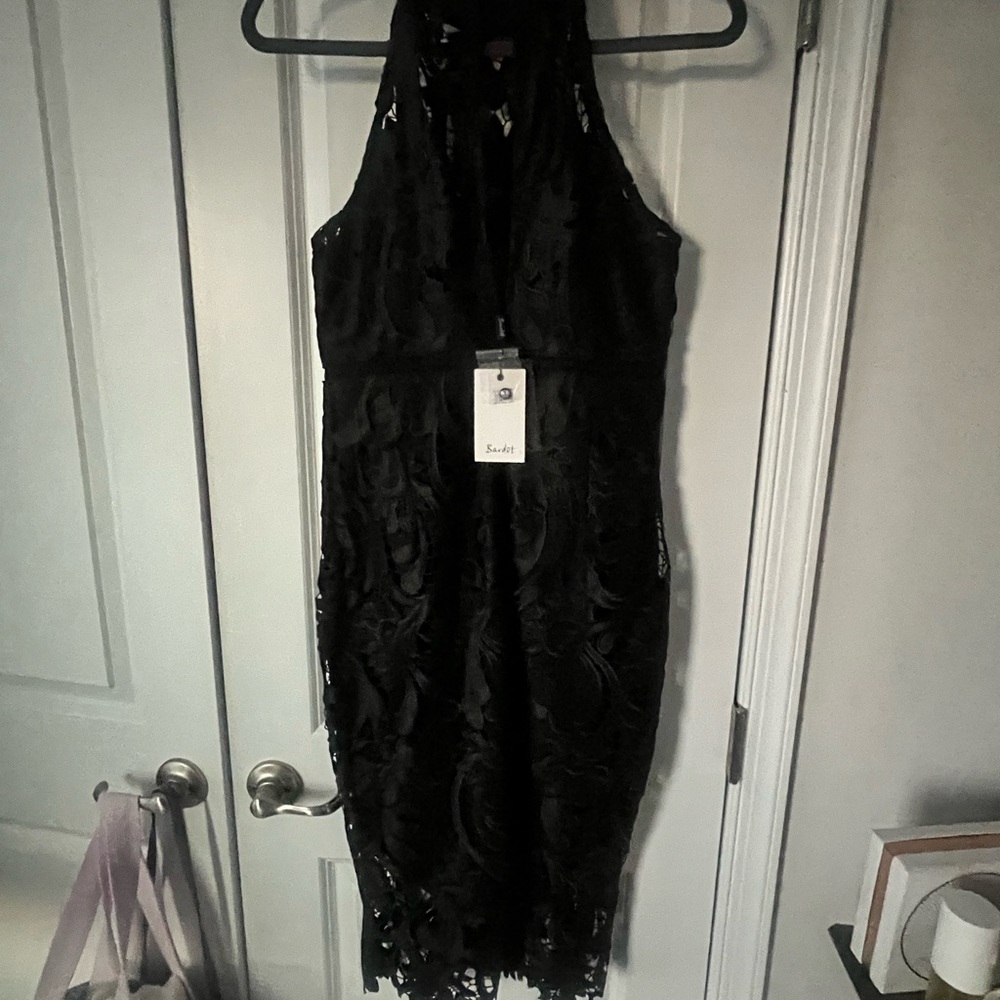 Bardot Black Lace Midi Dress